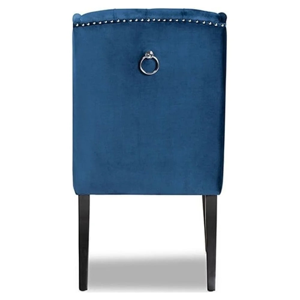 Navy Blue Velvet Upholstered Wood Wingback Dining Chair Y3001