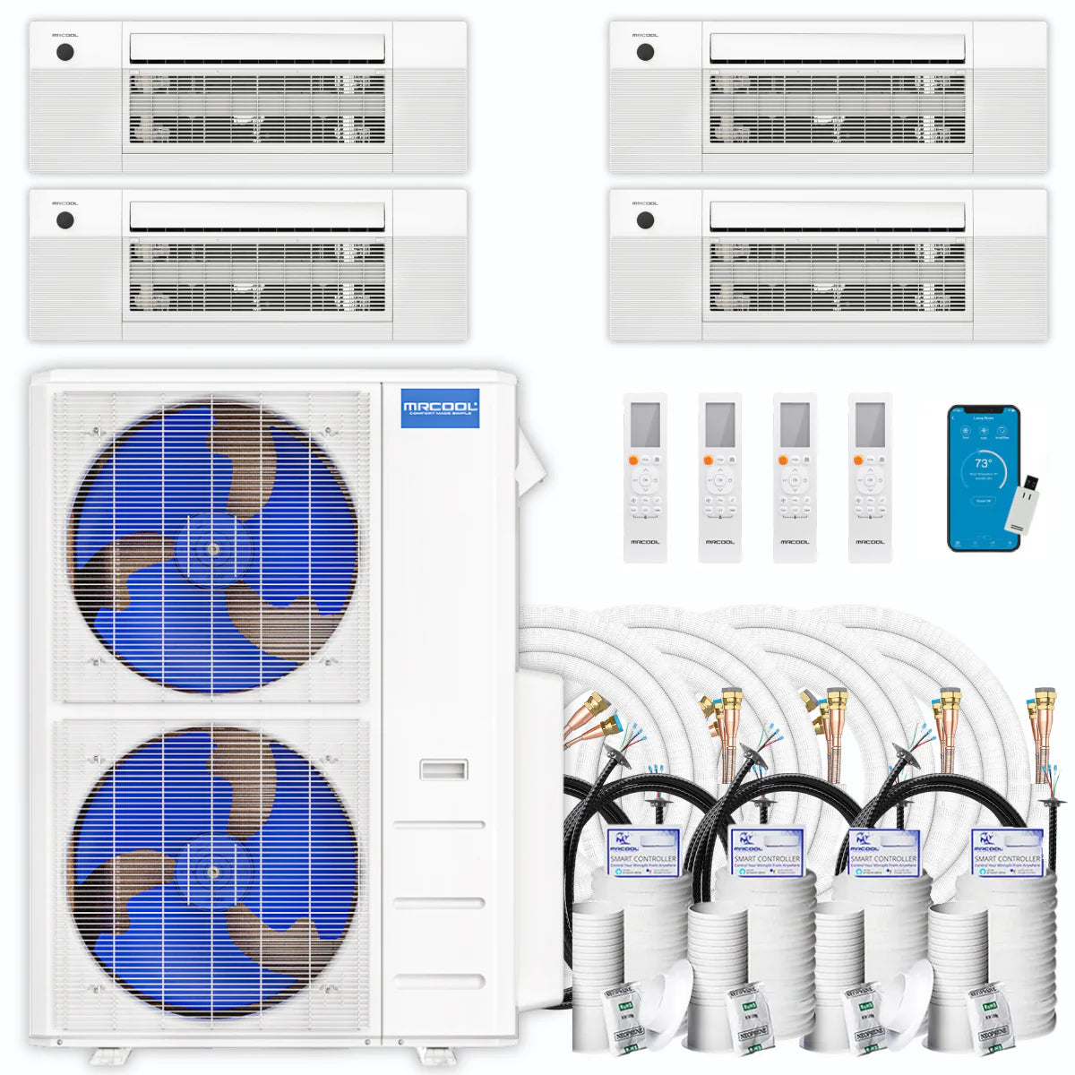 39,000 BTU 4 Zone Ceiling Cassette Ductless Air Conditioner and Heat Pump L293918