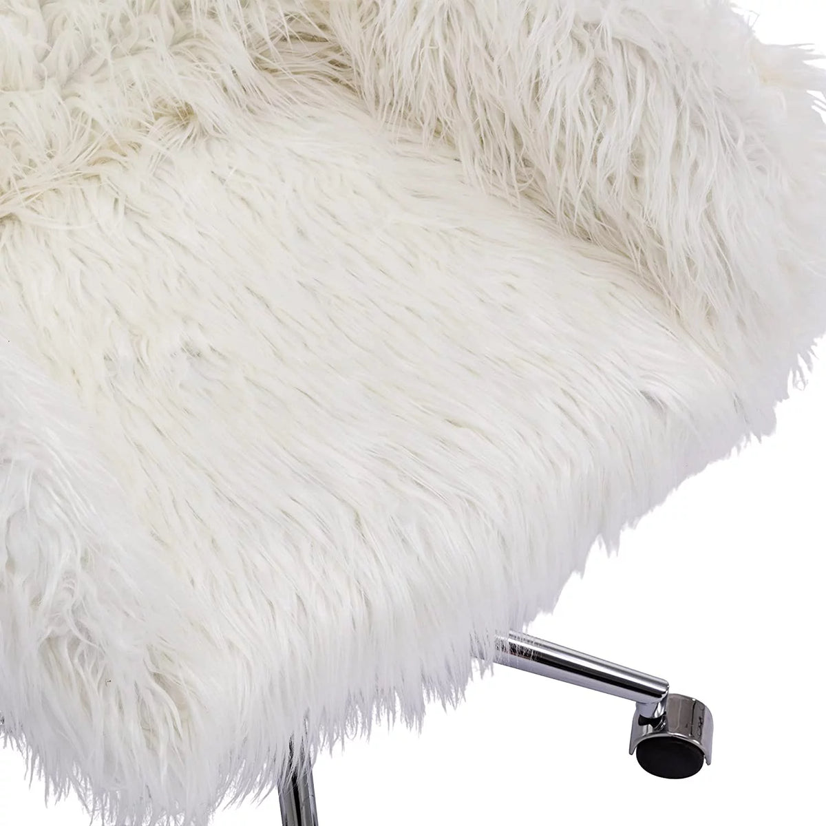 White Faux Fur Upholstered Swivel Vanity Chair K277
