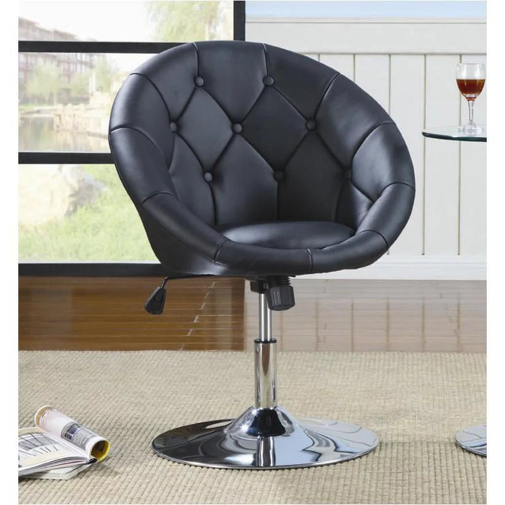 Black Faux Leather Swivel Accent Chair B576654