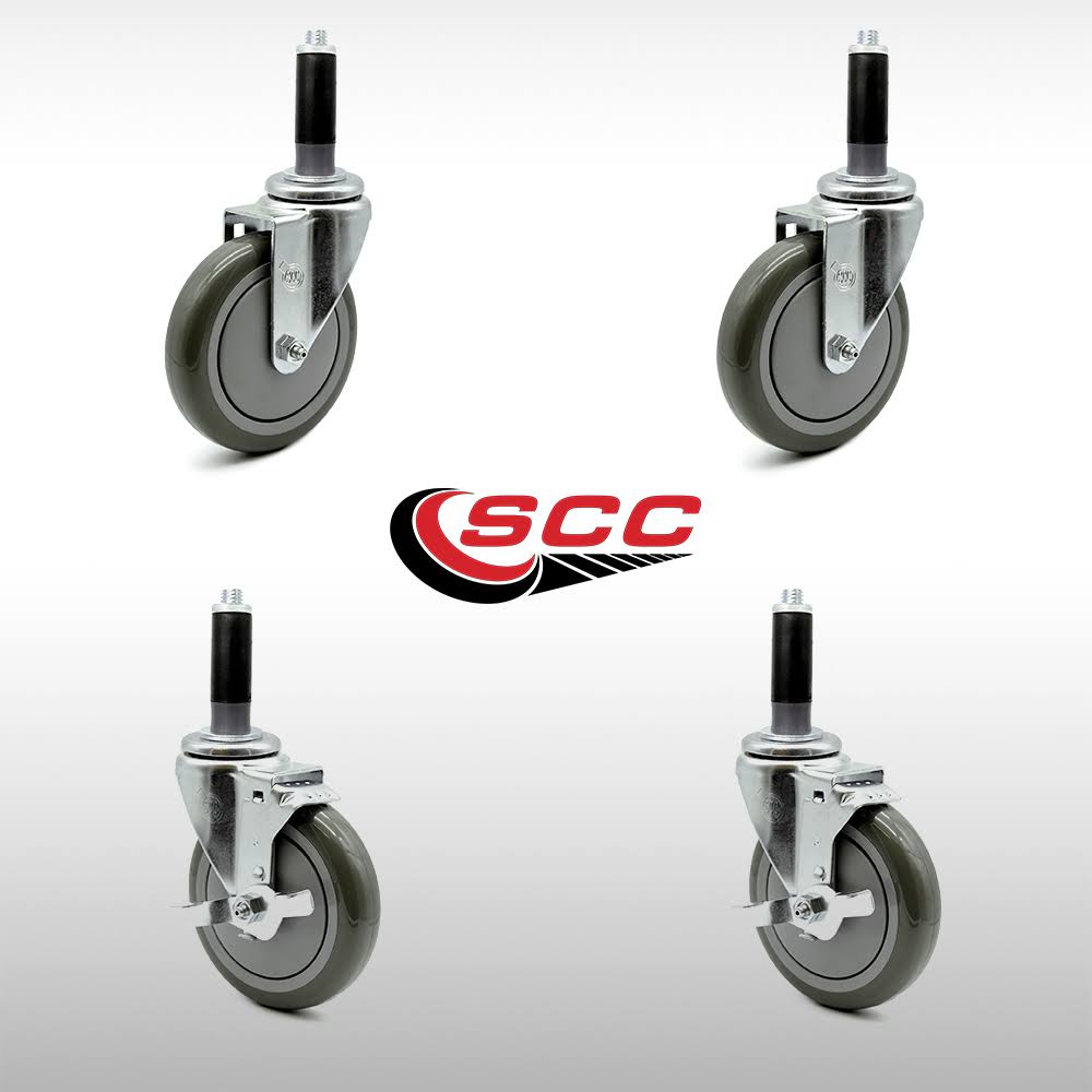 5 x 1.25 inch Stainless Steel Polyurethane Caster Set of 4 Q41469