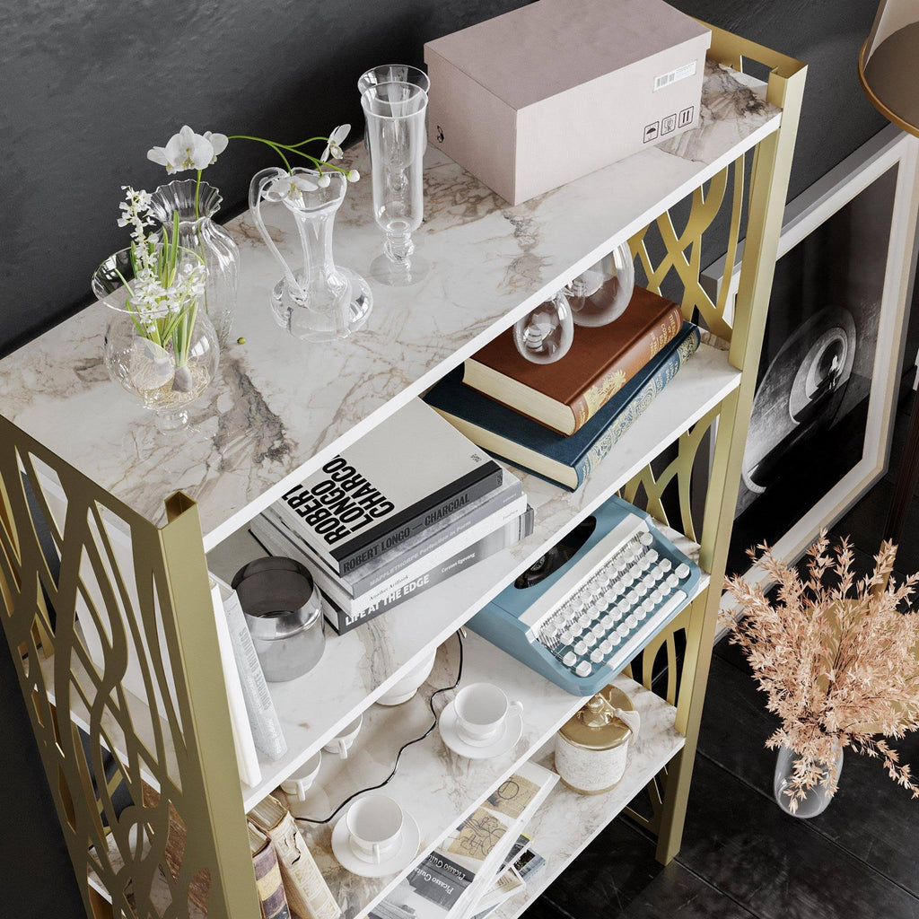 Tall Metal Wood Accent Bookcase H214