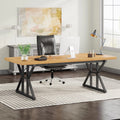 70.8-Inch Light Walnut/Black Executive Desk W7173