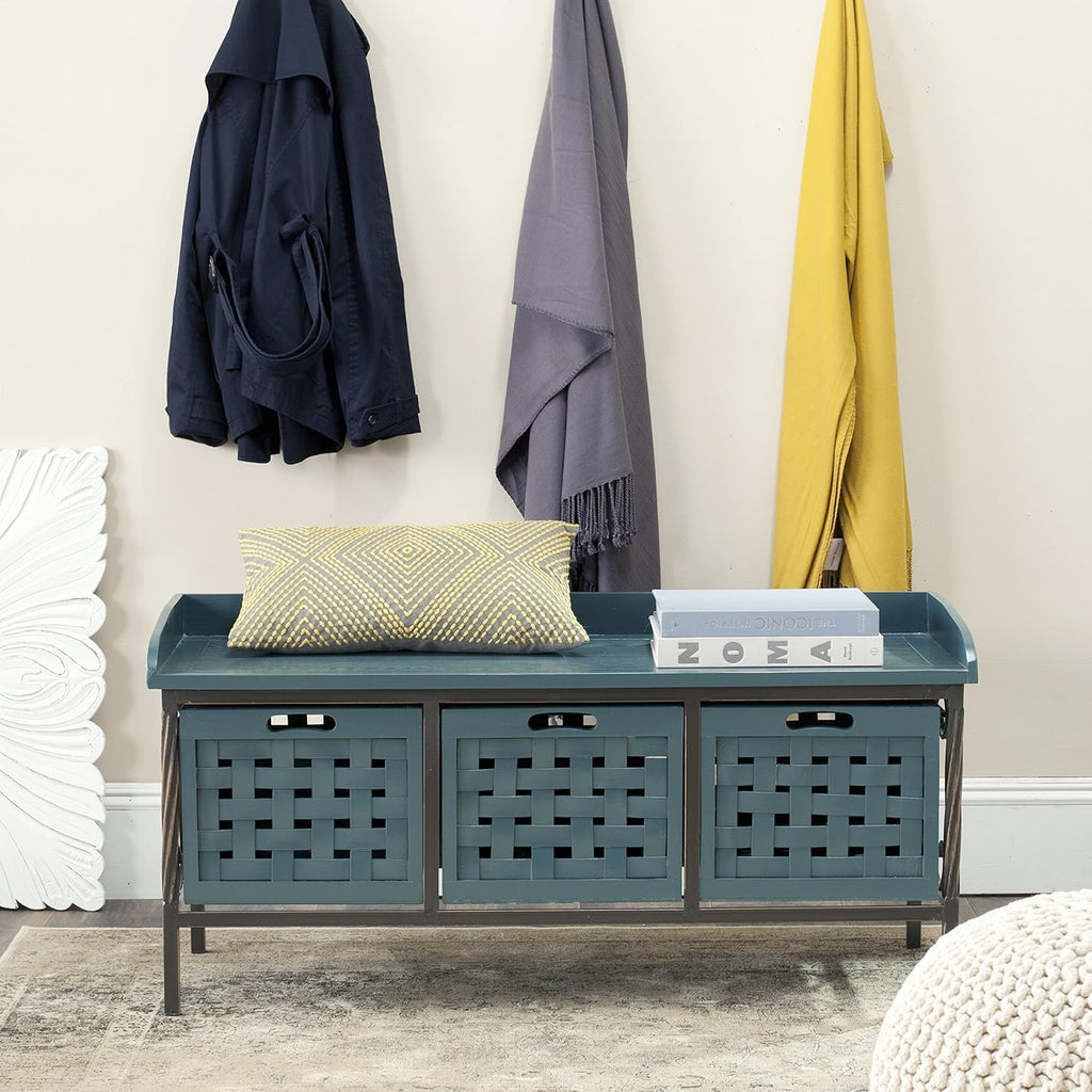 Brown Wooden Storage Bench C3241