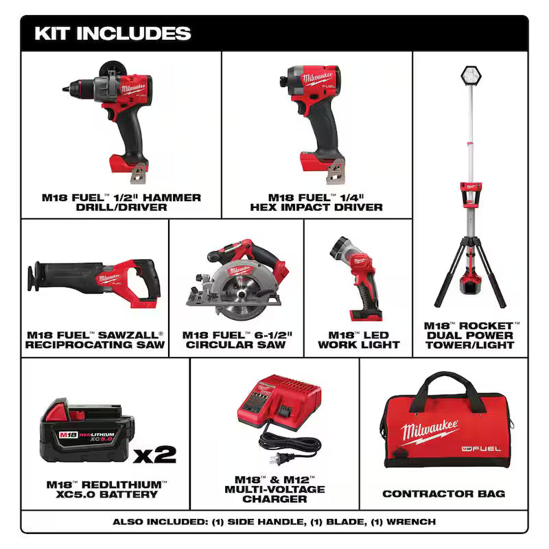 18-Volt Lithium-Ion Brushless Cordless Combo Kit (5-Tool) with Rocket Light M15550