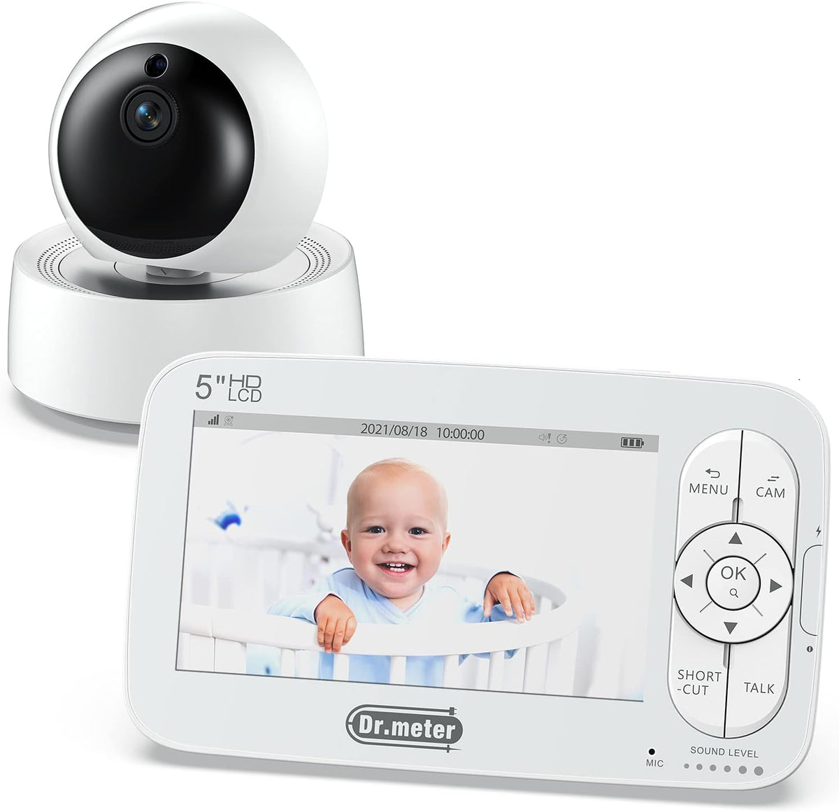 5 Large Display 720p HD Baby Monitor with 2 Cameras V433