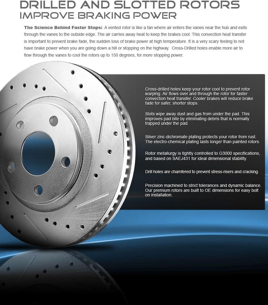 305mm 5 Lug Rotors + Ceramic Brake Pads + Clips X604817