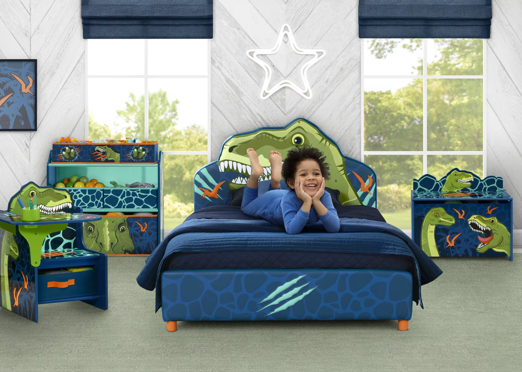 Blue Upholstered Twin Bed S63493