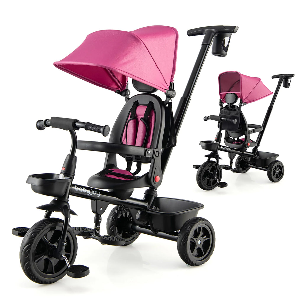 4-in-1 Toddler Tricycle with Adjustable Push Handle F93593