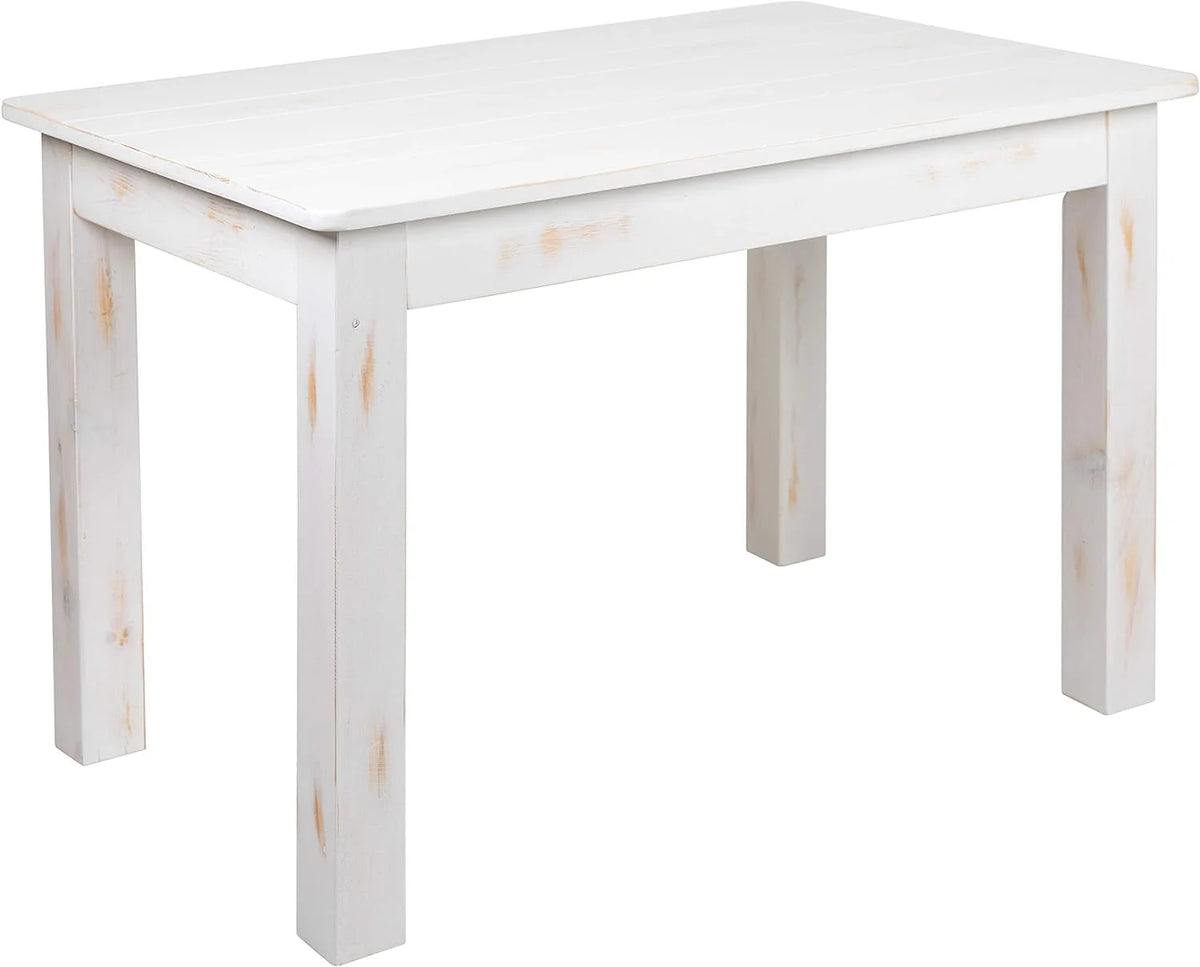 46" X 30" Rectangular Antique Rustic White Solid Pine Dining Table Q58488