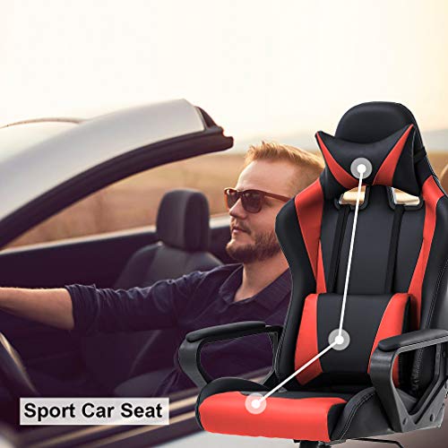 White Ergonomic High-Back Gaming Chair with Lumbar Support U81135