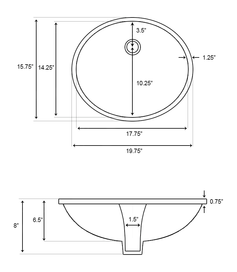 19.75 in. Oval Undermount Sink Set Biscuit A76948