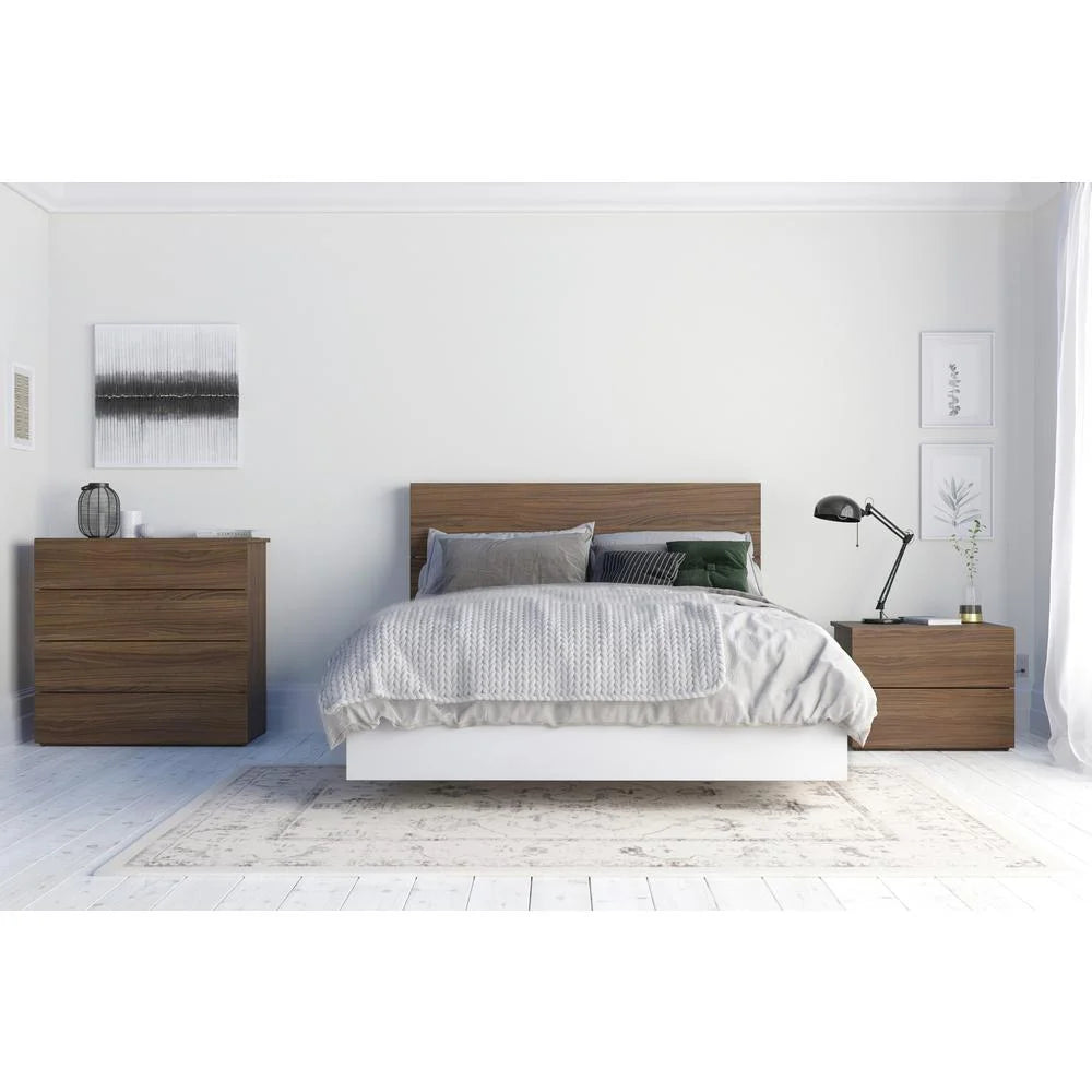 4 Piece Full Size Bedroom Set Walnut and White B57007