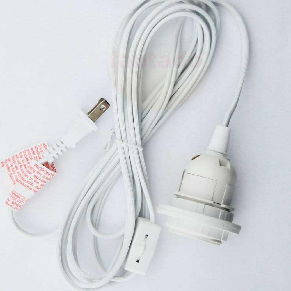 10 Pack Single Socket Pendant Light Cord Kits 15ft White W631451