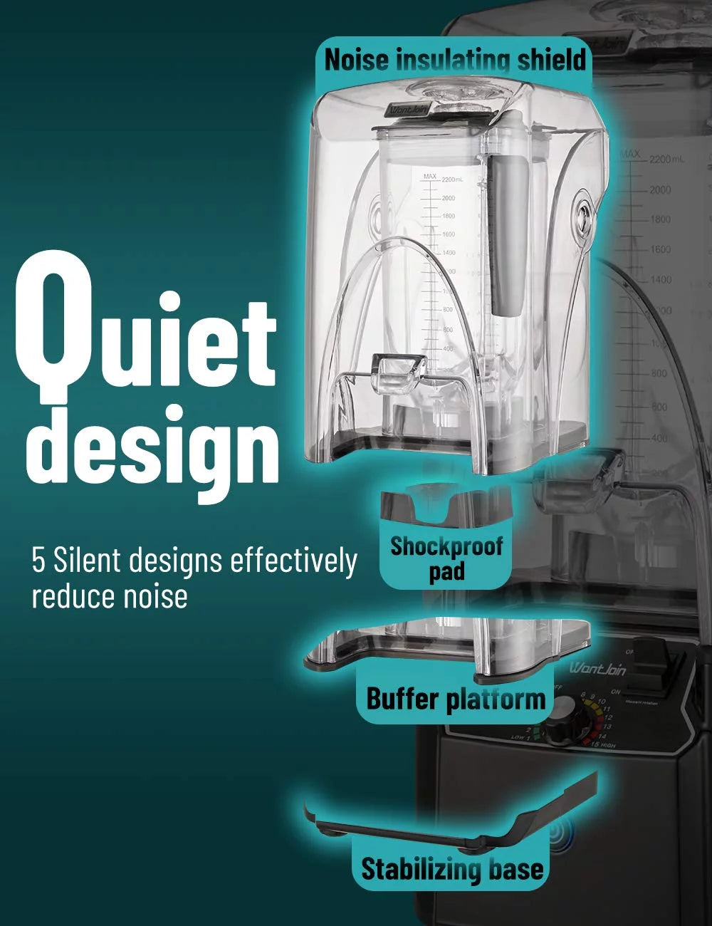 2200W Quiet Shield Black Blender with Sound Enclosure O120263