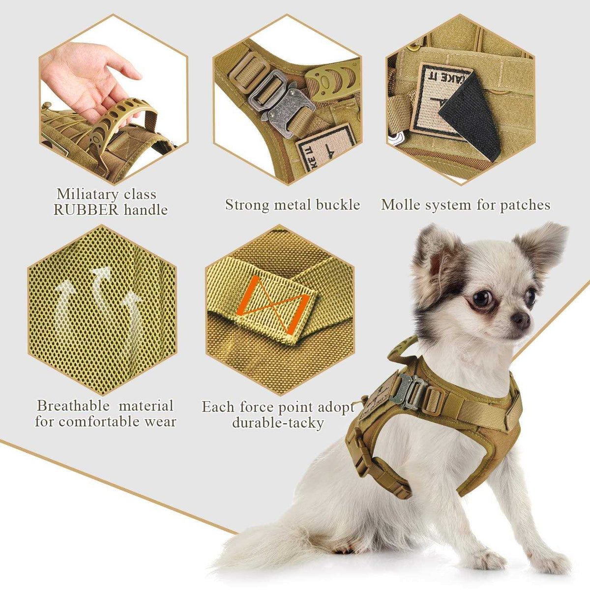Tactical Service Dog Vest Harness with Rubber Handle & Metal A19230