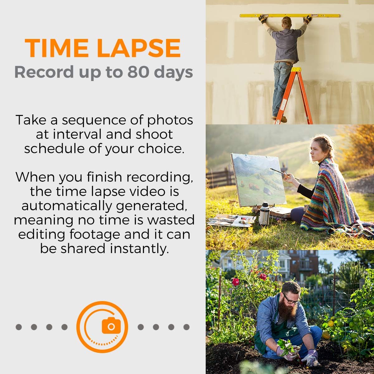 Time Lapse Camera with Clamp and Water-Resistant Case S6101
