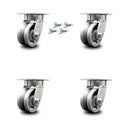 4 inch V Groove Semi Steel Swivel Caster Set with Swivel Lock Q3753