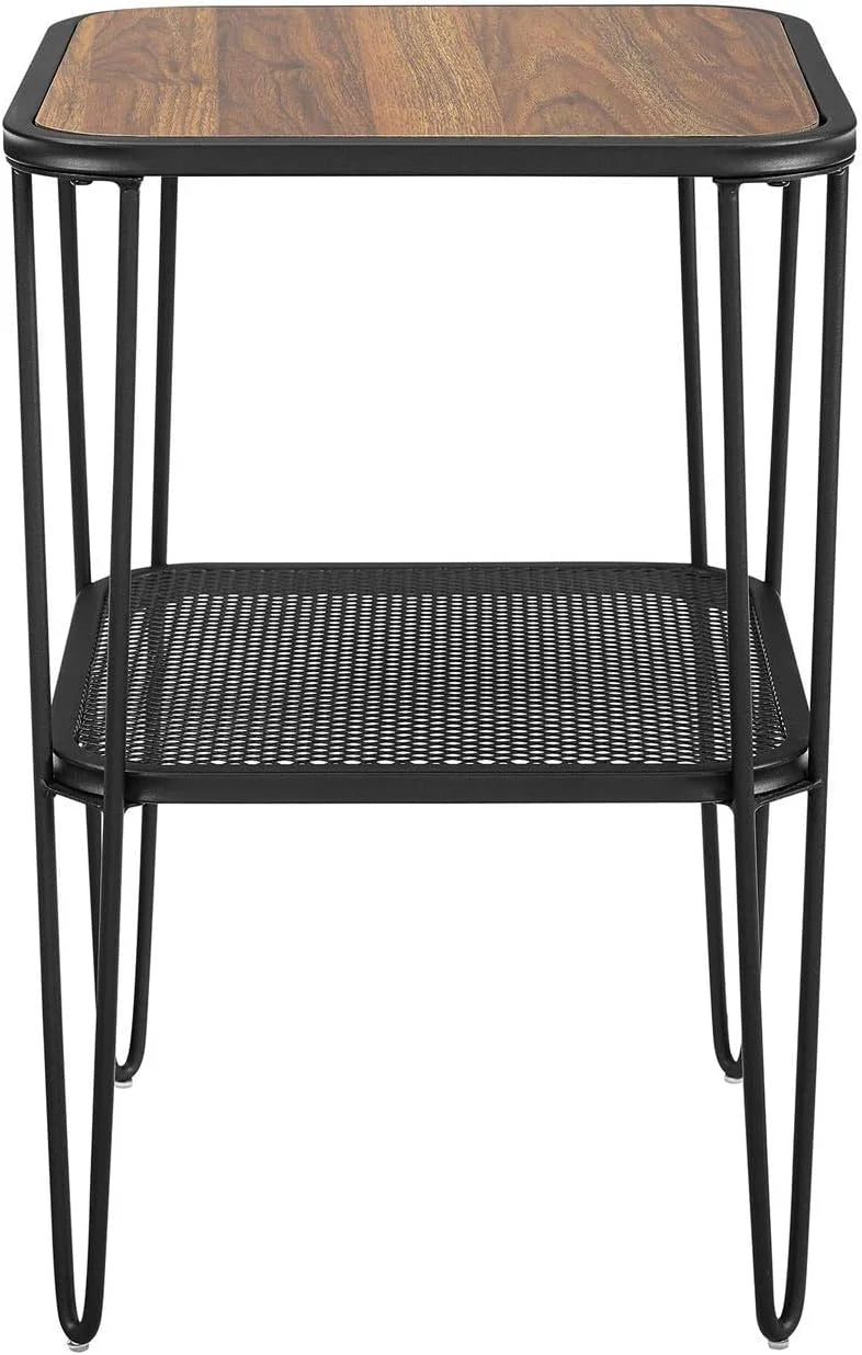 Square Side Accent Table, 16 Inch, Dark Walnut P683603