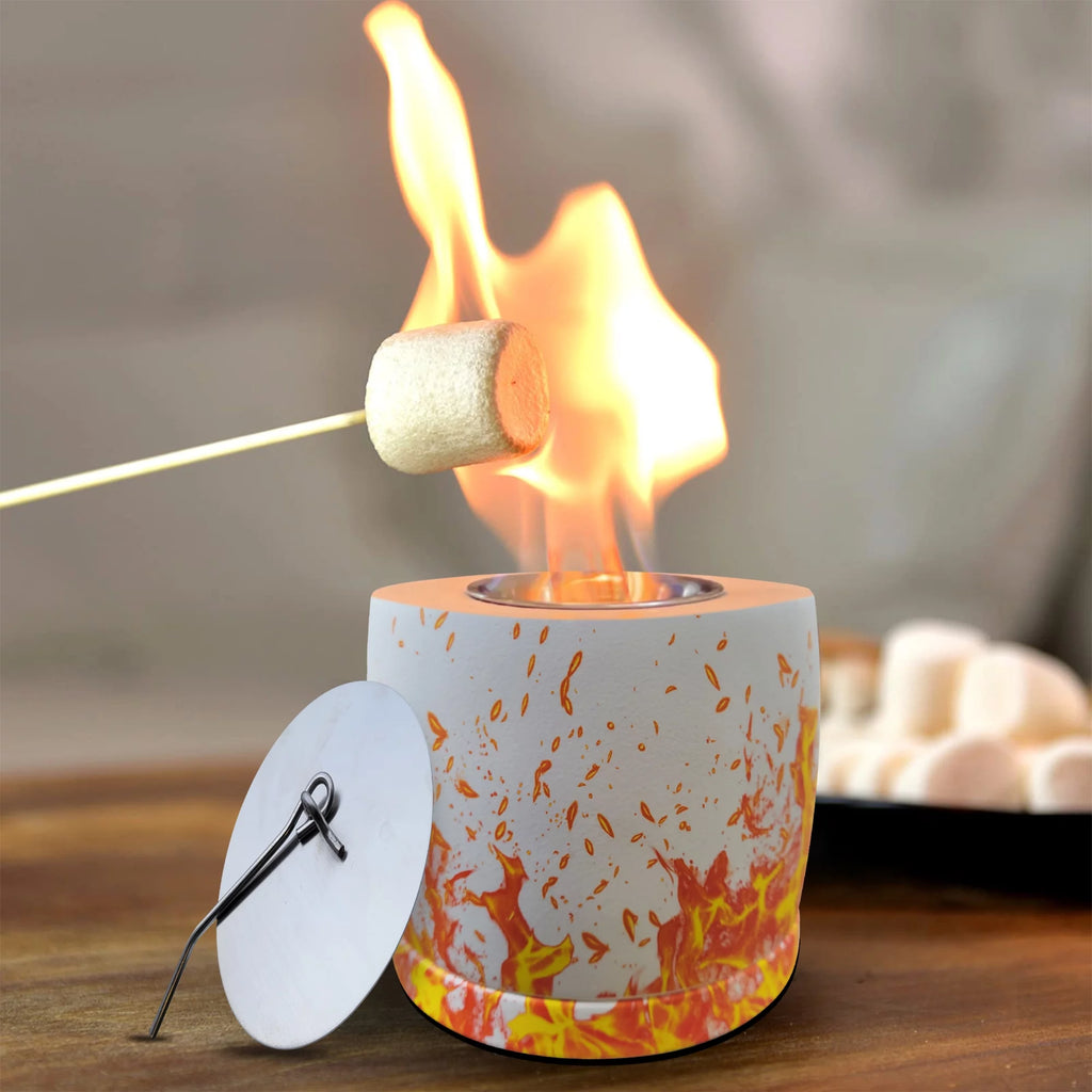 White Round Concrete Bio Ethanol Tabletop Fire Pit M98247