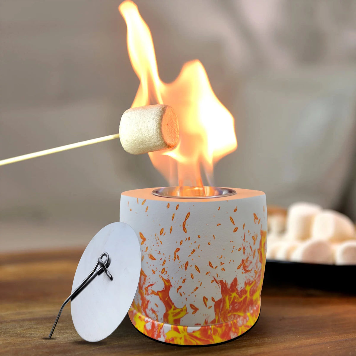 White Round Concrete Bio Ethanol Tabletop Fire Pit M98247