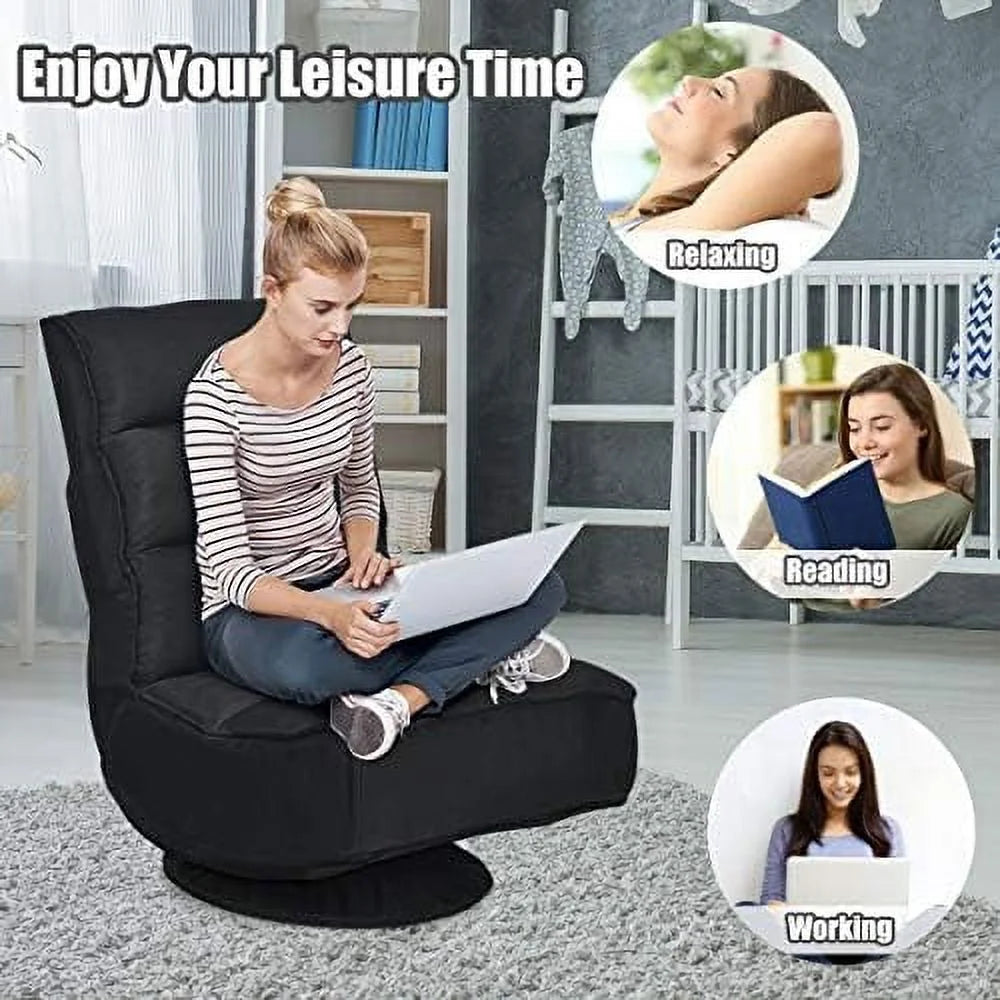 Folding Swivel Floor Chair with 6 Positions Adjustable N377