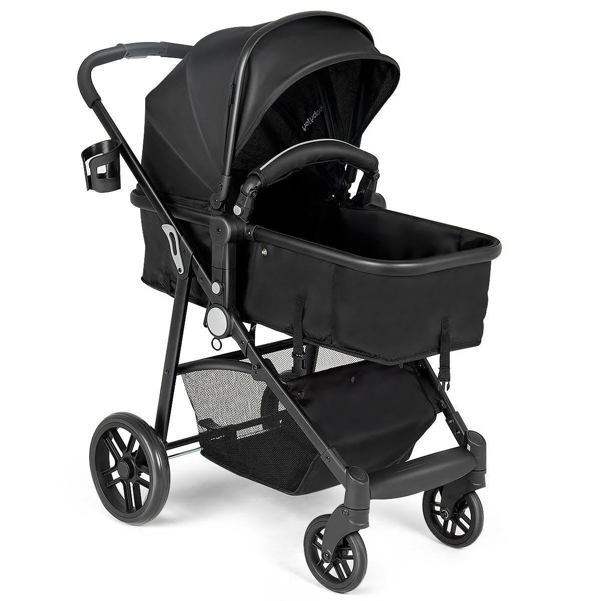 2-in-1 Foldable Newborn Infant Baby Stroller Black S80366