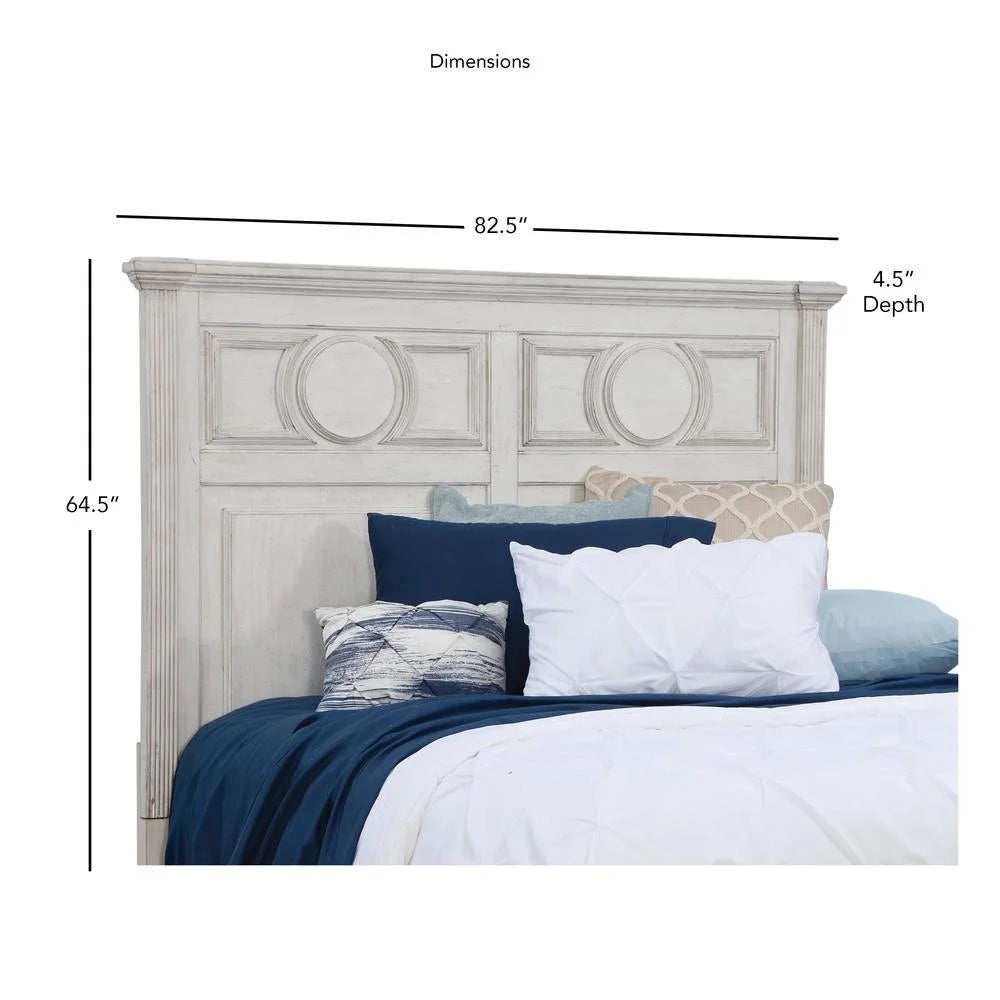 Antique White Wood King Headboard Y297