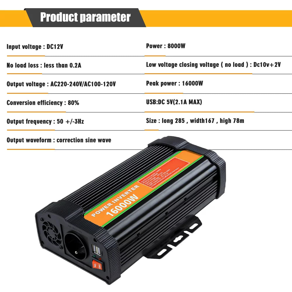 16000 Watts Power Inverter Converter DC 12V to AC 110V U569220