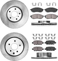 Front and Rear Brake Rotors + Brake Pads + Clips L7967