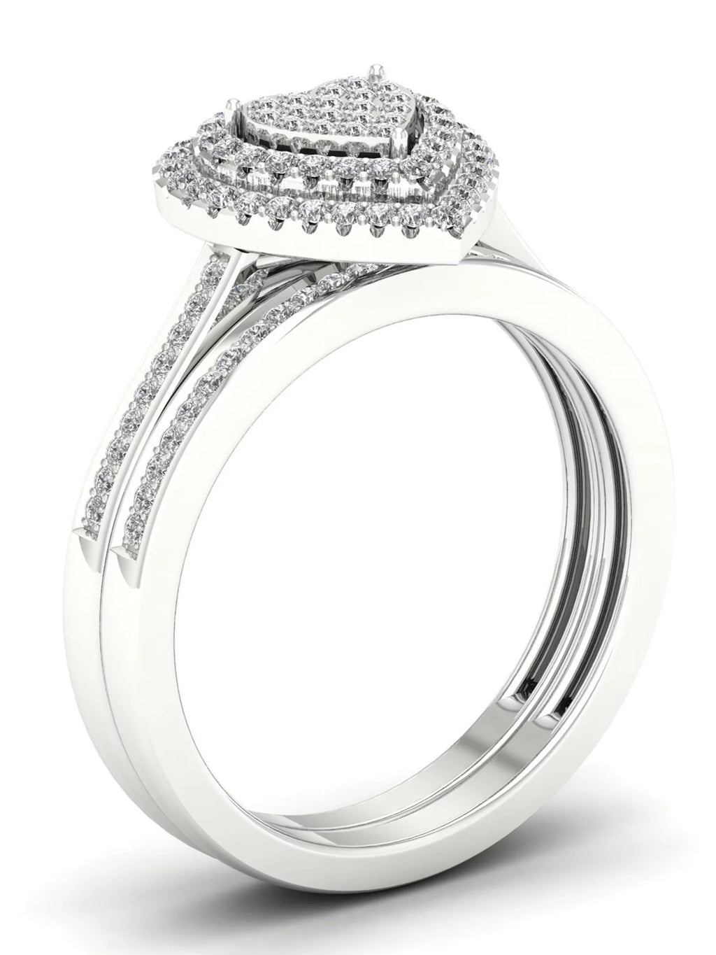 1/3Ct Diamond S925 Sterling Silver Heart Bridal Set P12526