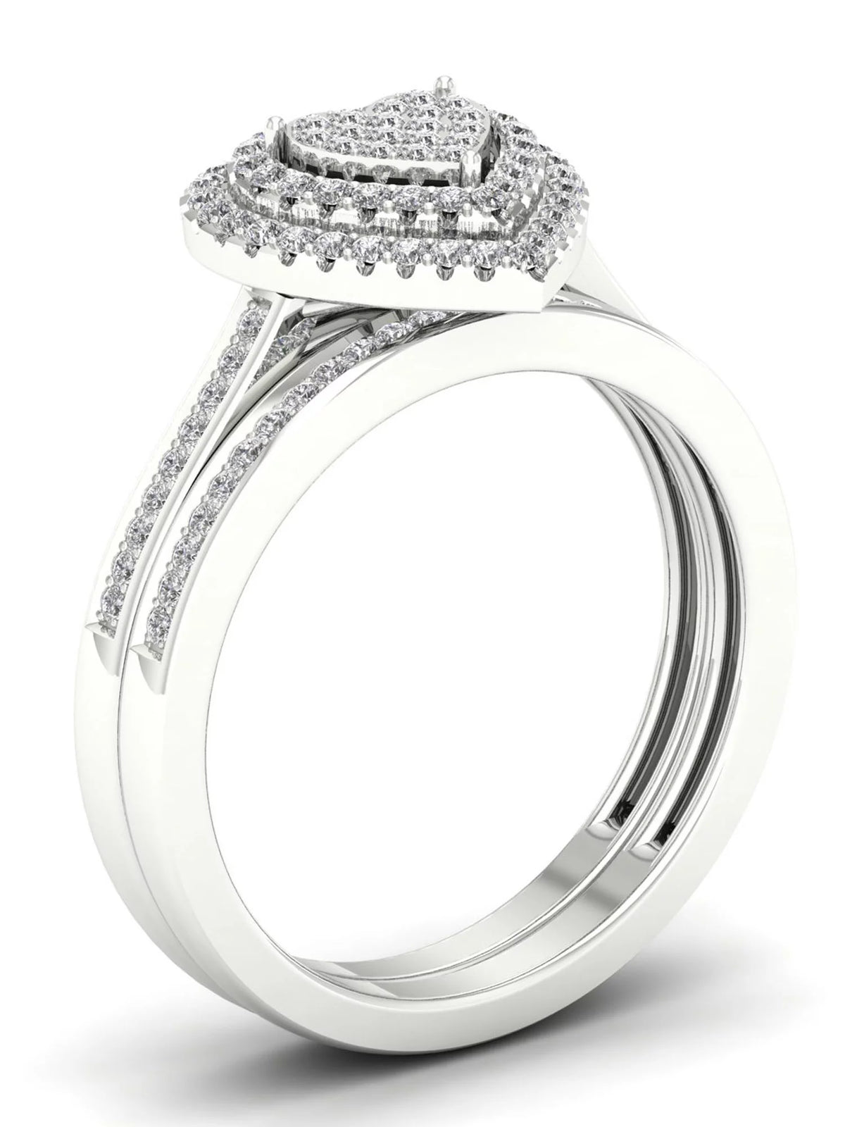 1/3Ct Diamond S925 Sterling Silver Heart Bridal Set P12526