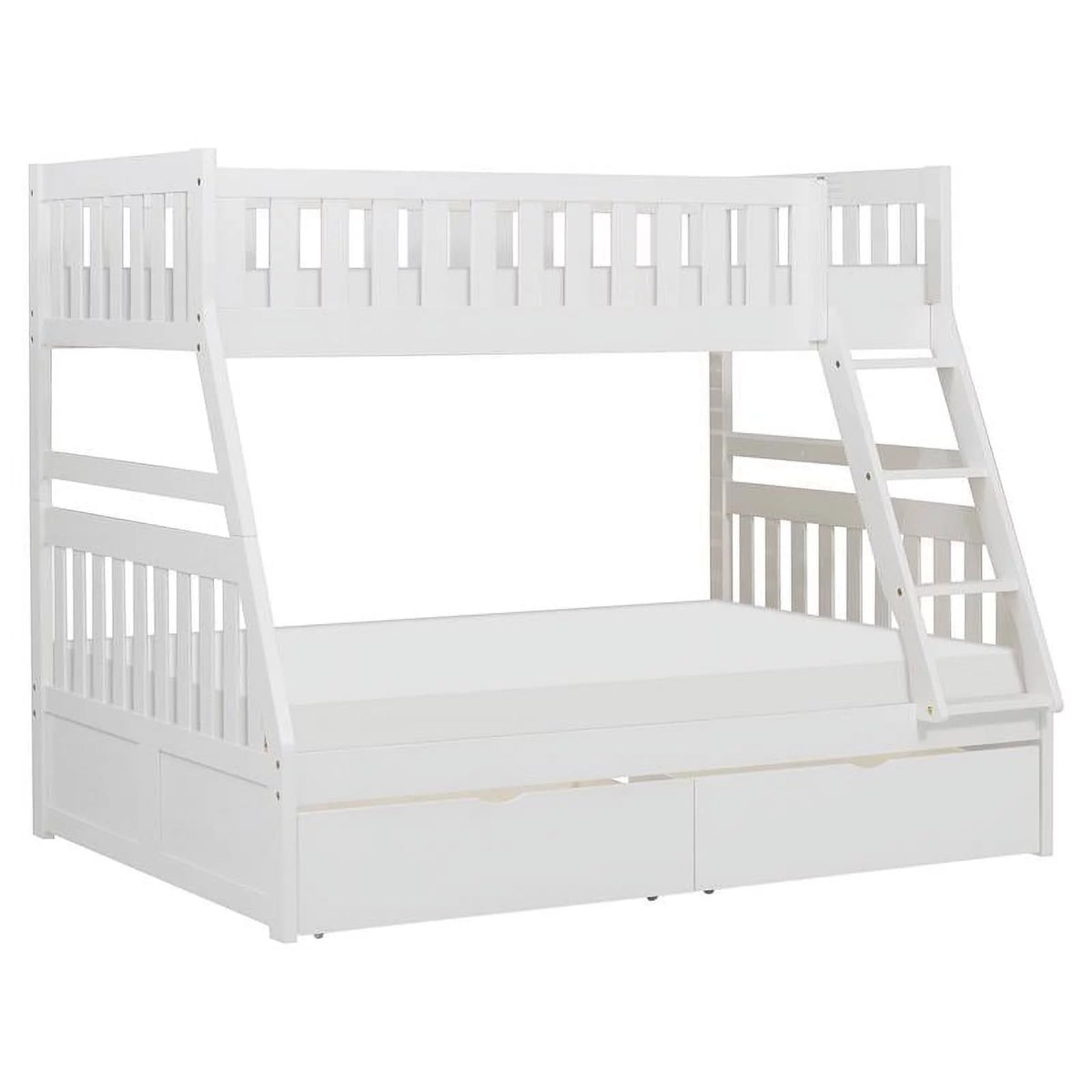 White Wood Twin over Full Bunk Bed P41045