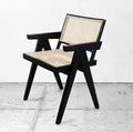 Black Rattan Cane Dining Chair with Mesh Back and Arms Y8143