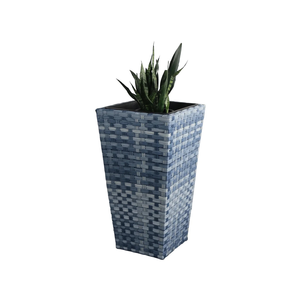 Set Of 2 Rectangular All-Weather Wicker Planter With Plastic Liner J204669