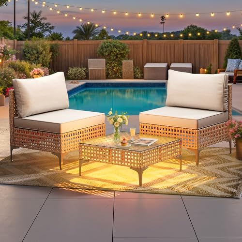 5 Pieces Wicker Patio Dining Table Chair Set with Umbrella Hole E23452