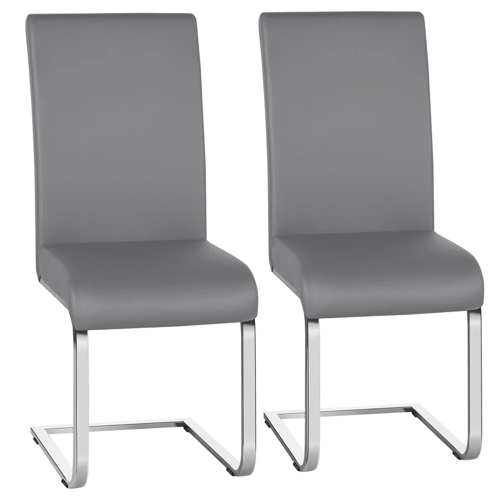 Set of 2 Light Gray PU Leather Dining Chair M479283