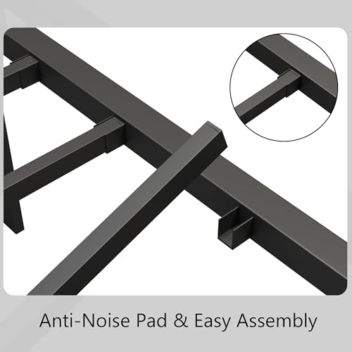 Full Size Black Metal Platform Bed Frame with Headboard and Footboard C8189