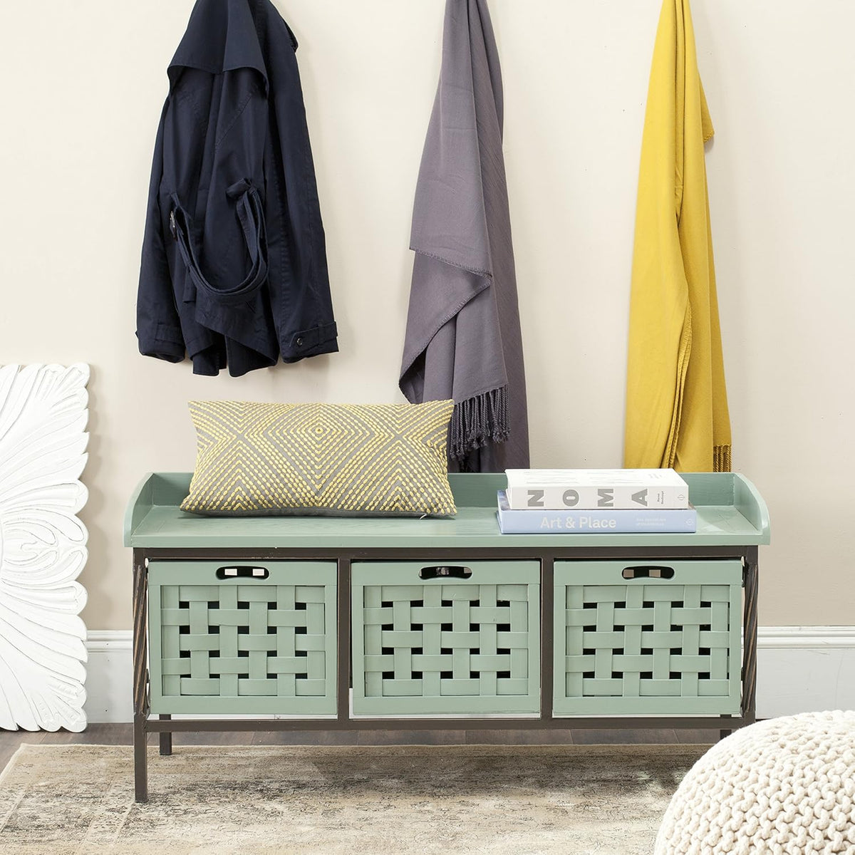 Brown Wooden Storage Bench C3241