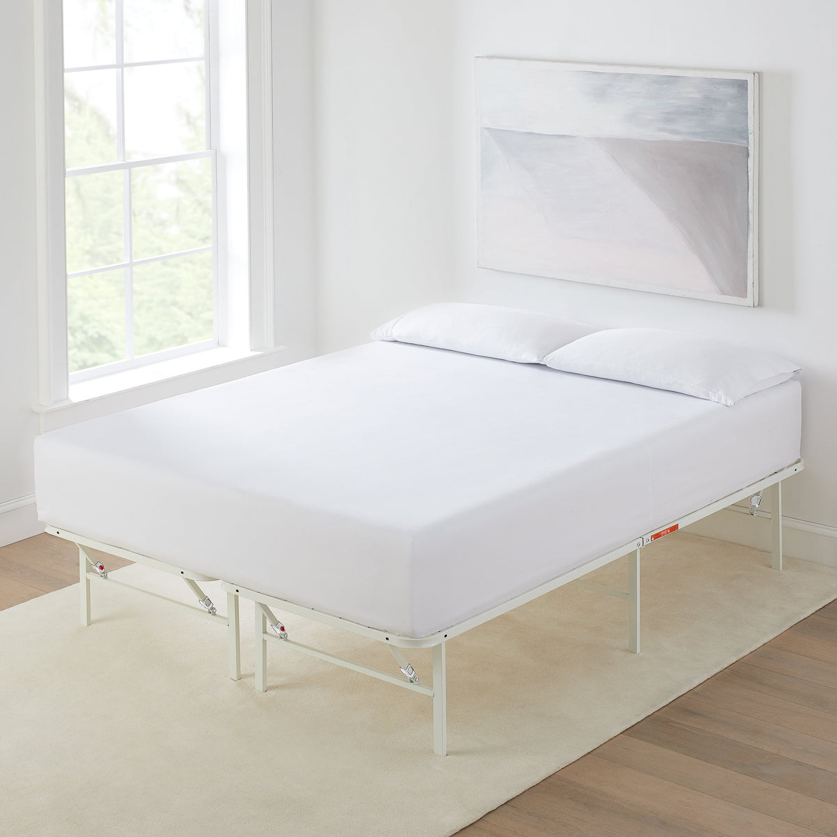 Black 14 High Profile Foldable Steel Queen Platform Bed Frame F9695