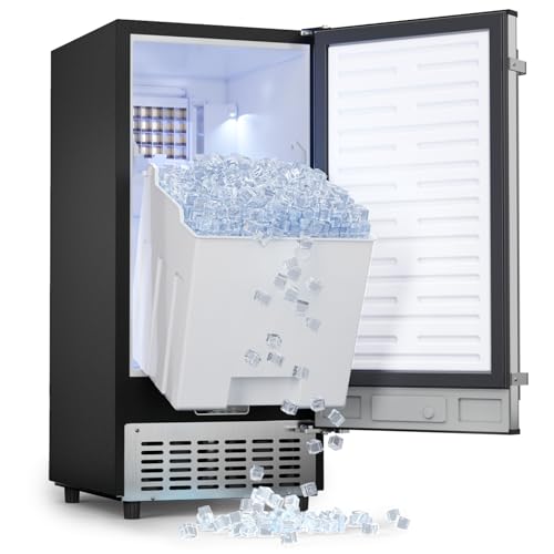 15 Inch Stainless Steel Built-in Freestanding Ice Maker with 30lbs Storage Bin O9508