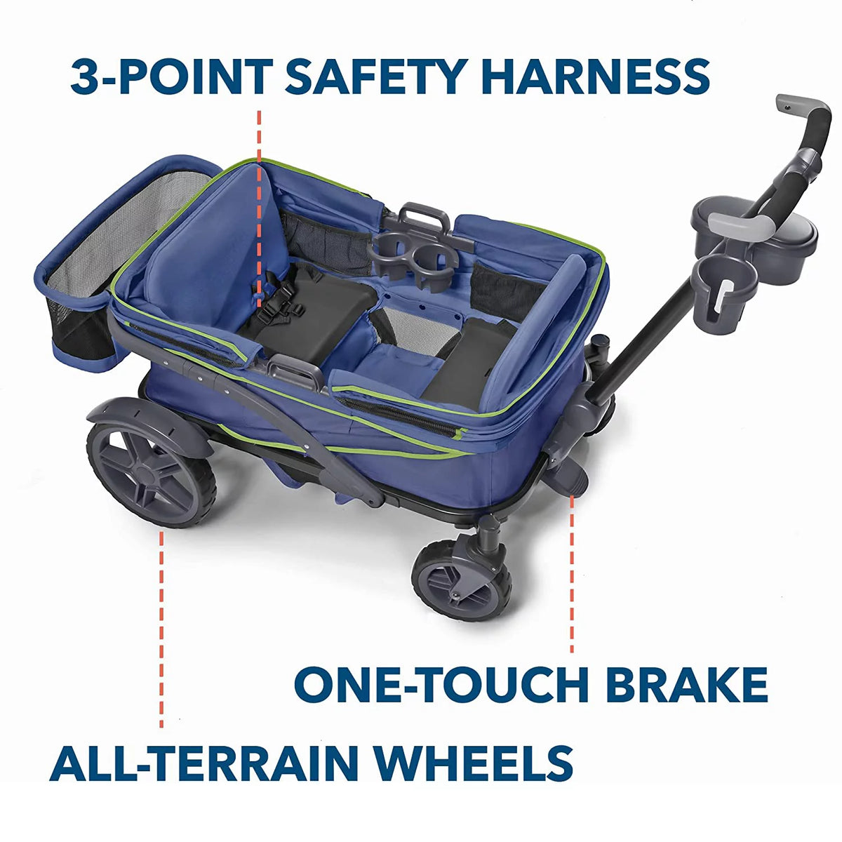 4-Seater Wagon Stroller with Rugged Wheels and Removable Canopy Y406388