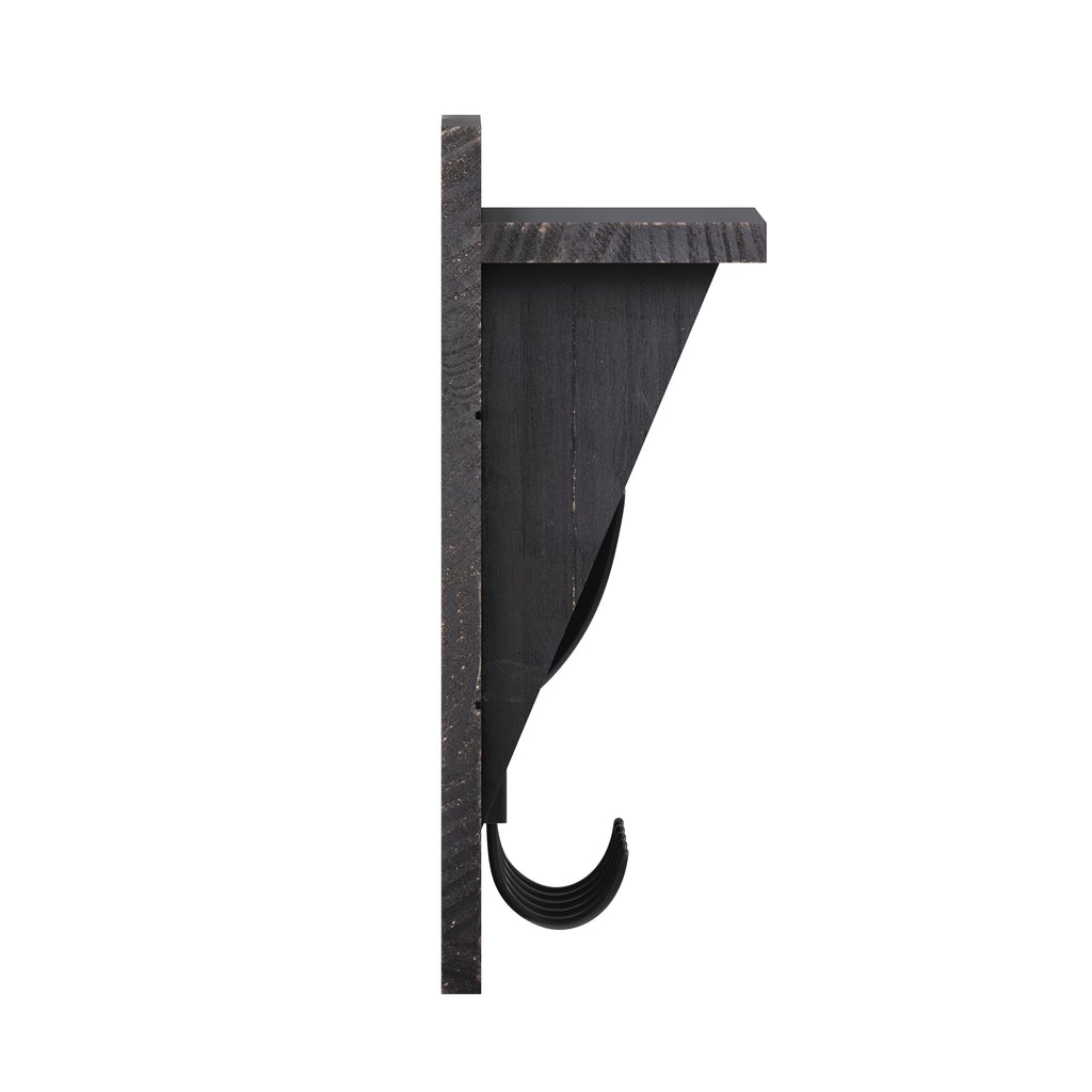 24 Inch Solid Pine Wood Wall Mounted Storage Rack with Shelf and 5 Hooks Z4708