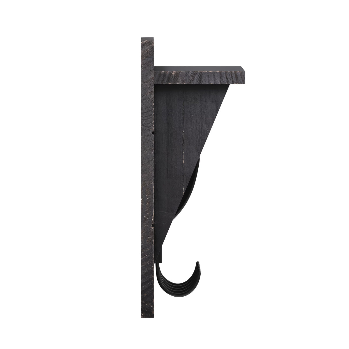 24 Inch Solid Pine Wood Wall Mounted Storage Rack with Shelf and 5 Hooks Z4708