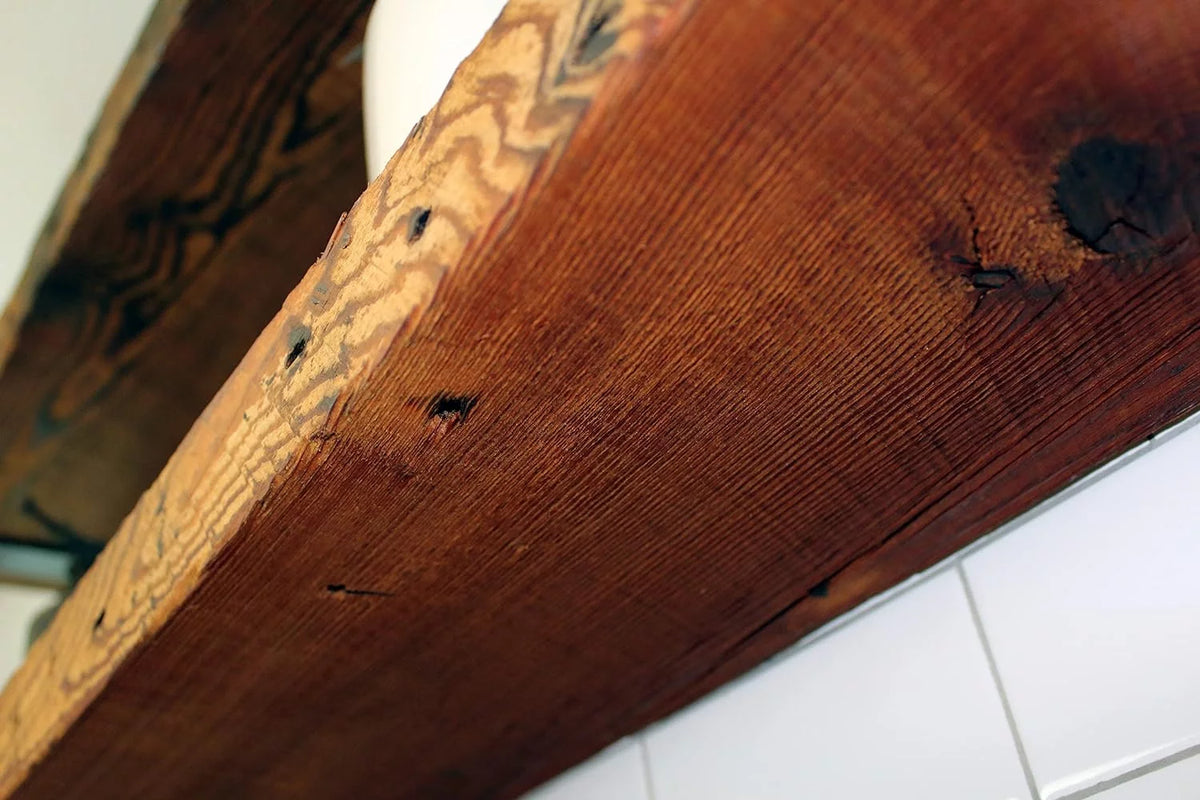 Reclaimed Wood Mantel Shelf with Steel Angle Brackets T726