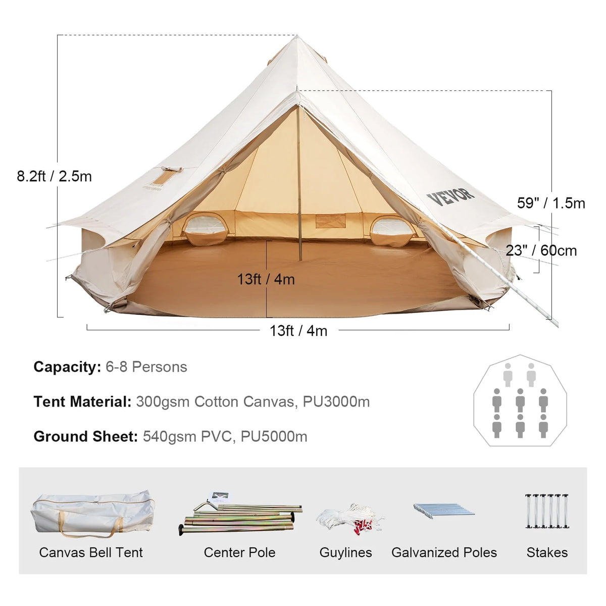 Cotton Canvas Waterproof Bell Tent H933763
