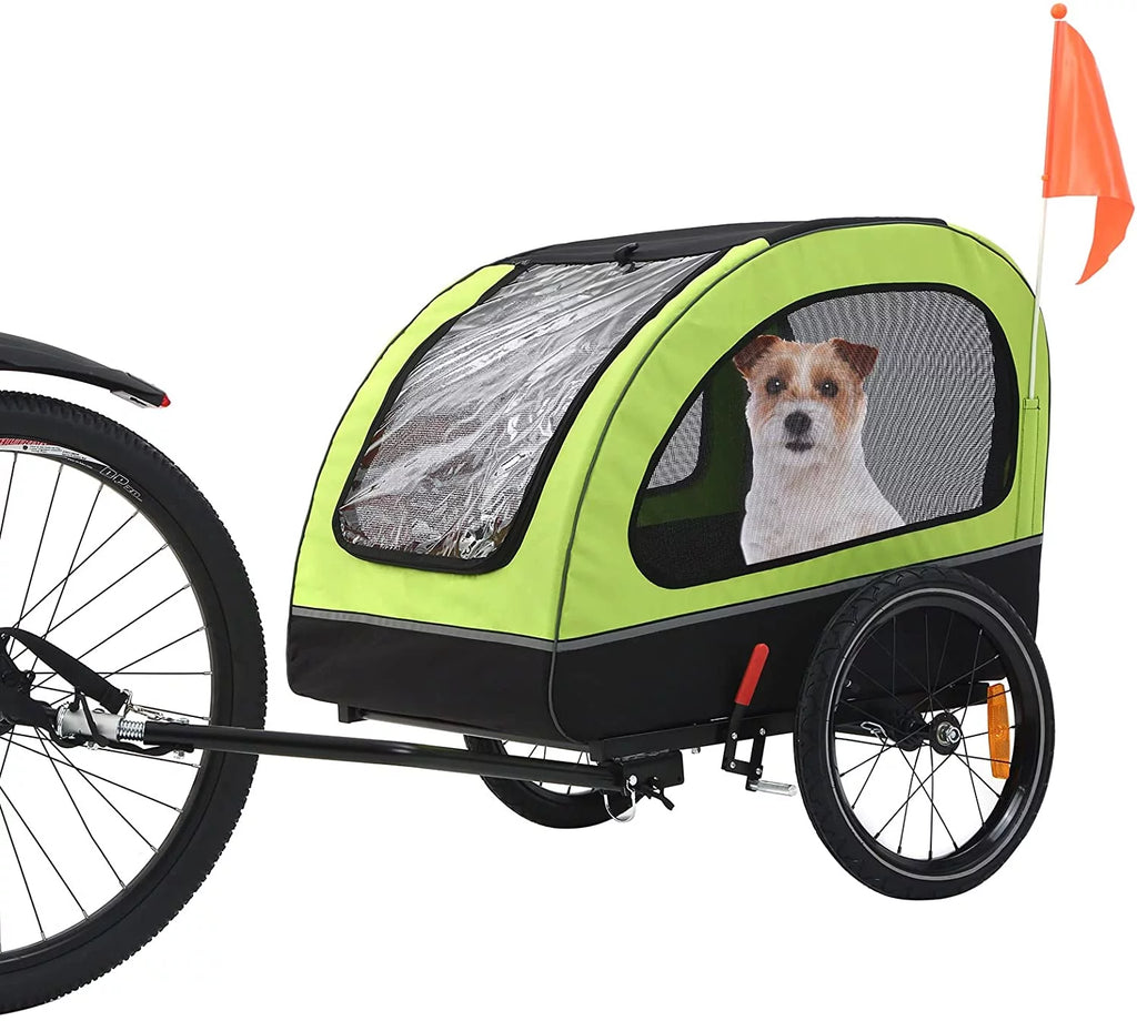Foldable Dog Bike Trailer with Rear Entrance for Small and Medium Pets Under 88 lbs, Green N55037