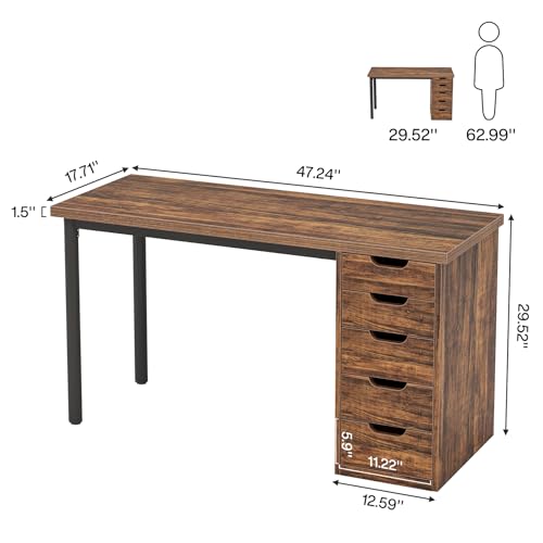 47 inches Computer Desk with 5 Drawers J280