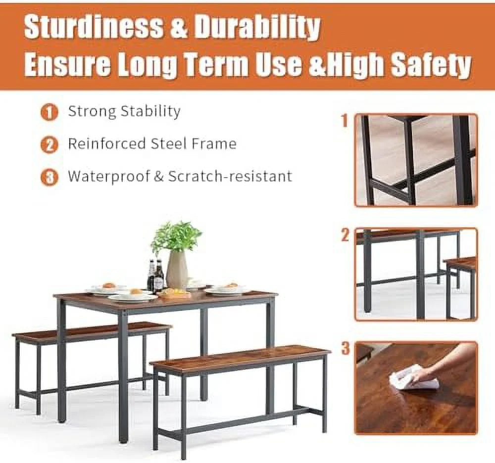 Dining Table Set for 4 with Metal Frame W3863