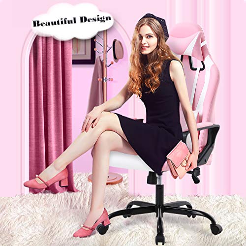 White Ergonomic High-Back Gaming Chair with Lumbar Support U81135